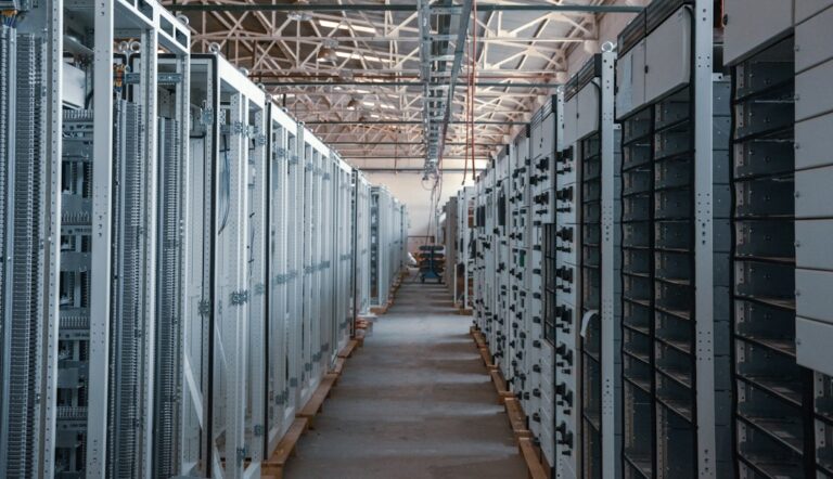 Electrical infrastructure and cabling illustrating the physical power systems behind AI data centers.